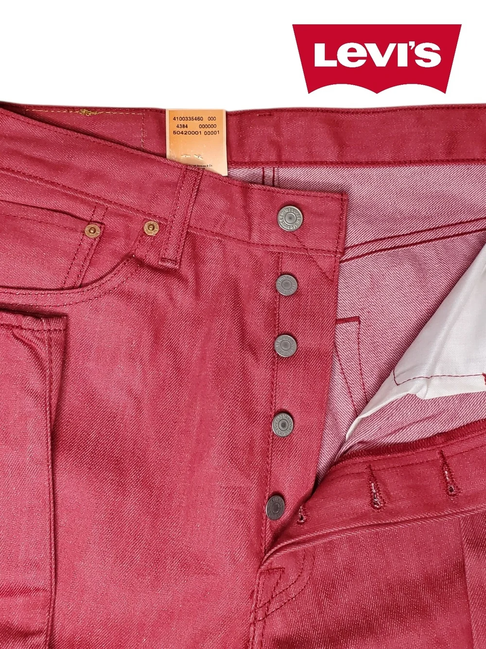 NWT Levi's 501 Men's Red New Straight-Leg Jeans Size 32x30 Shrink-to-Fit